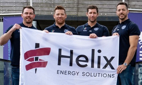 The Bubbleheads team with Helix flag